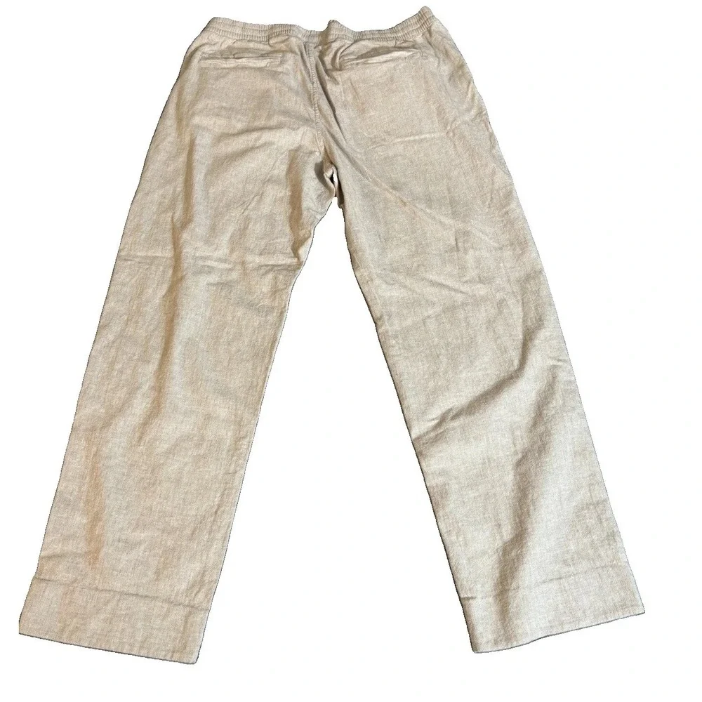 Abercrombie & Fitch Mens Linen Blend Loose Straight Pull On Pant XL Light Beige